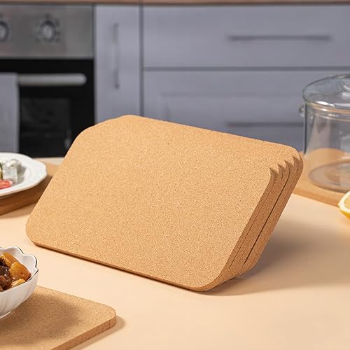 Miniatura 9 de Juego de salvamanteles rectangulares de corcho, paquete de 6, 12 x 7 x 0.4 pulgadas de grosor, almohadillas calientes de corcho resistentes al calor