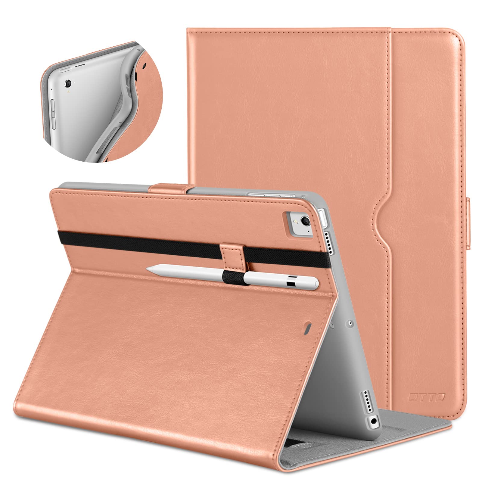 DTTO for iPad 9.7 Inch 5th/6th Generation 2018/2017 Case with Apple Pencil Holder, Premium Leather Folio Stand Cover Case for Apple iPad 9.7 inch,