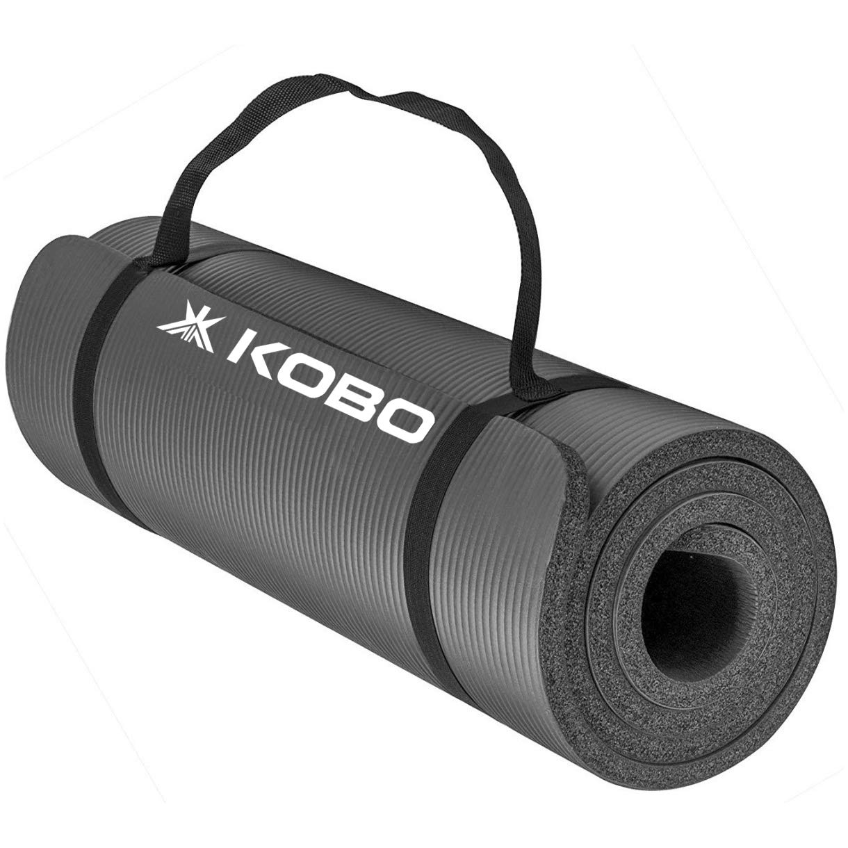 KoboNBR Athletica Yoga Mat- Multi-use Thick Exercise Mat, Non-Slip and Anti-Tear. Great for Hot Yoga and The Gym, Home Workout, Pilates, Physio and Camping. Includes Carrying Strap.