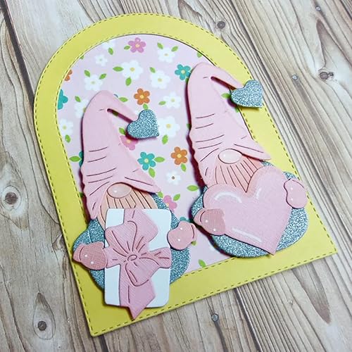 Miniatura 3 de Gnomos de corazón de amor, troquelados de metal, bonitos troqueles de Navidad alegres de Papá Noel, plantillas cortadas para manualidades, álbumes