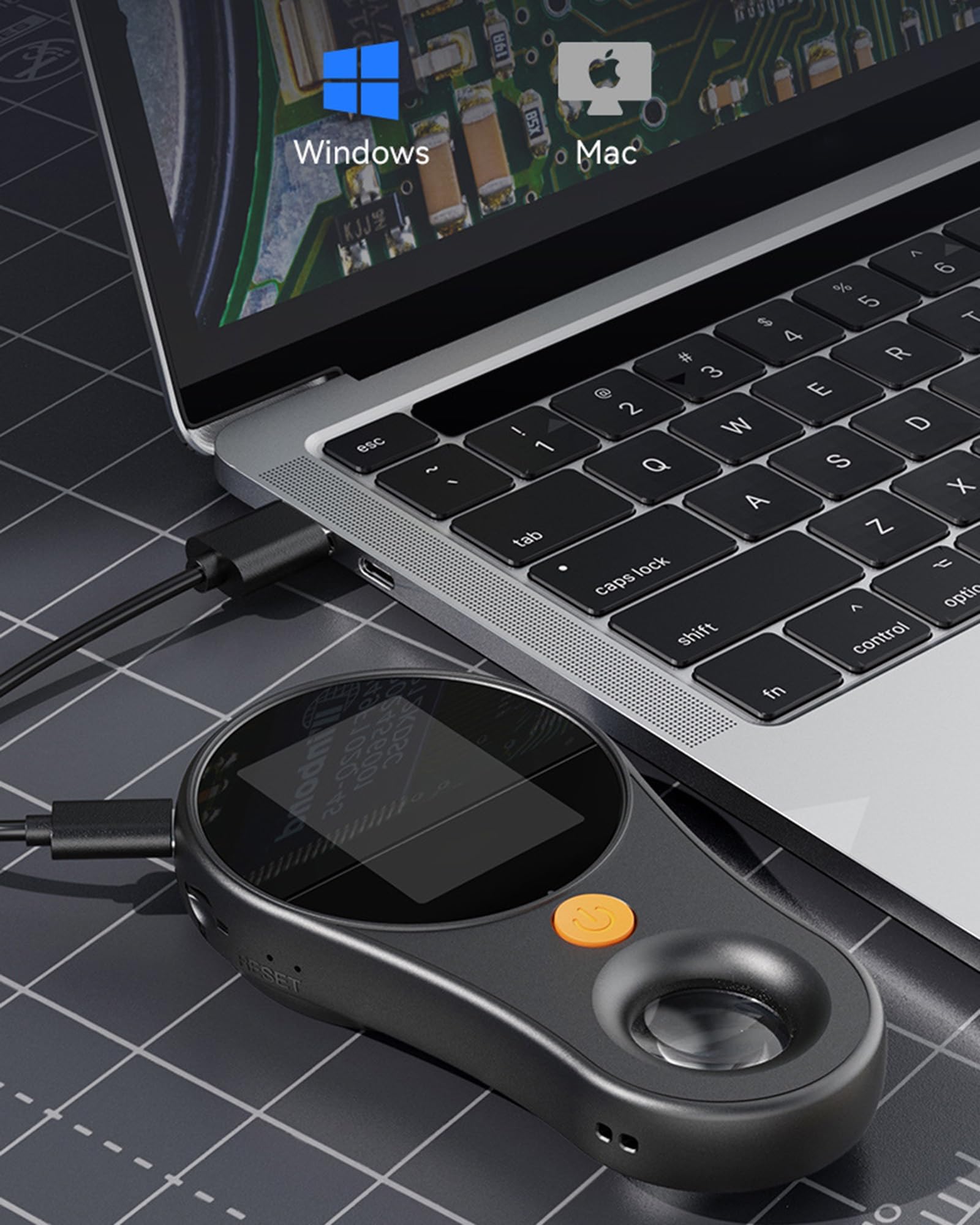 500X Cyfrowy mikroskopowy aparat fotograficzny z wyświetlaczem IPS z 2 lupami kieszonkowymi, wbudowane światła 8LED, kompatybilny z Windows, Mac OS