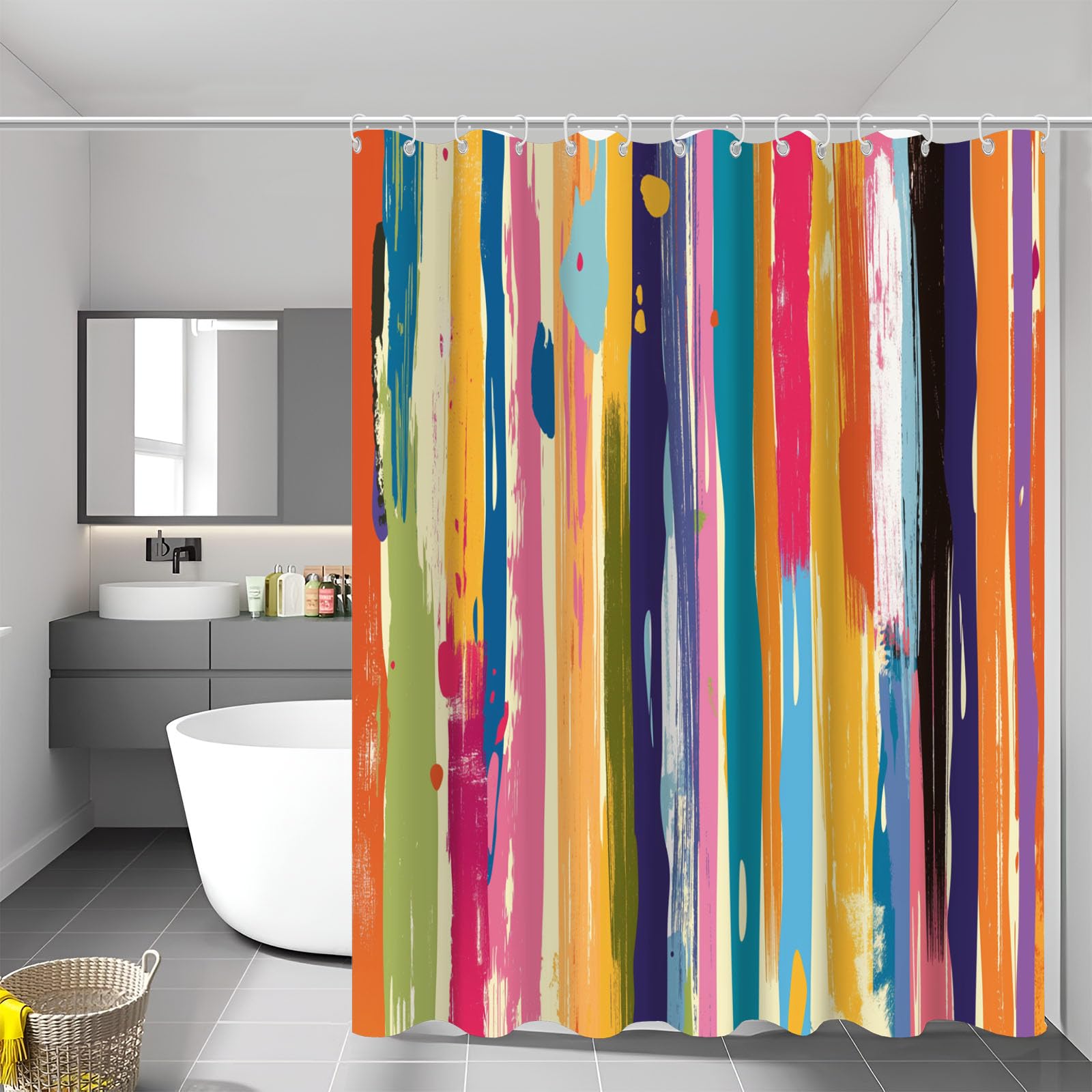 Rideau de douche tissu polyester imperméable lavable 180 x 200 cm pour baignoire