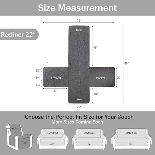 Miniatura 6 de Fundas acolchadas para sillas reclinables, repelentes al agua, funda reclinable para niño perezoso, ajuste cómodo, funda reclinable apta para