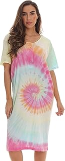 Short Sleeve Tie Dye Nightgown for Women - Buy now