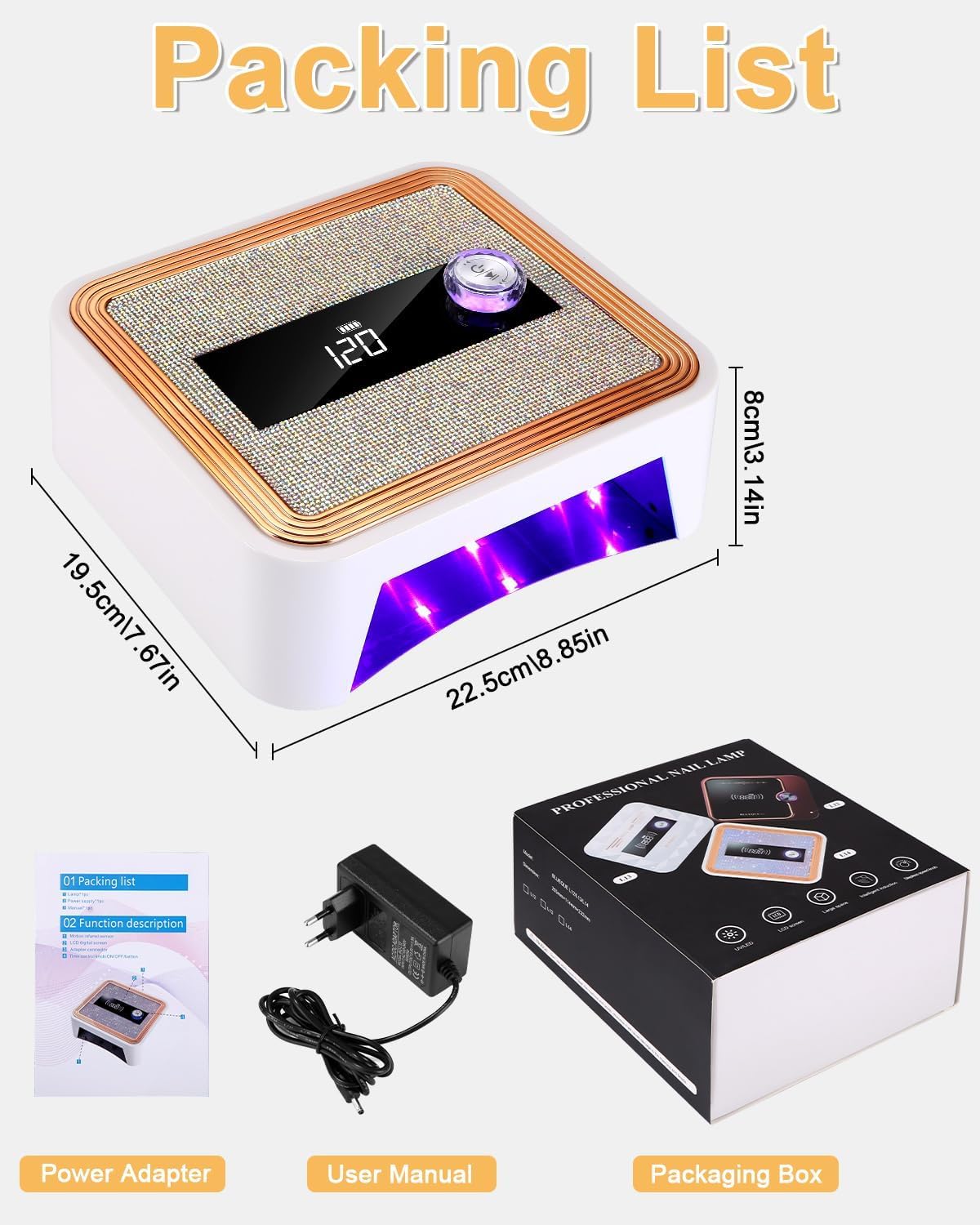 jutyum Lampe UV Ongles Gel, lampe LED Ongle sans fil avec 2000mAh, Machine UV LED pour Ongles, Séchoir à Ongles avec Capteur et Minuterie 120S, Lampe UV Vernis Semi Permanent pour Salon Maison