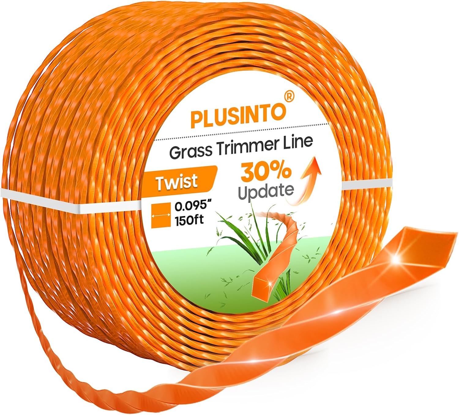 String Trimmer Line .095", 150 Feet Weed Eater String | Twisted Trimmer Line for Universal Replacement, Orange Premium Nylon String Trimmer Line For Medium& Heavy Grass&Weeds