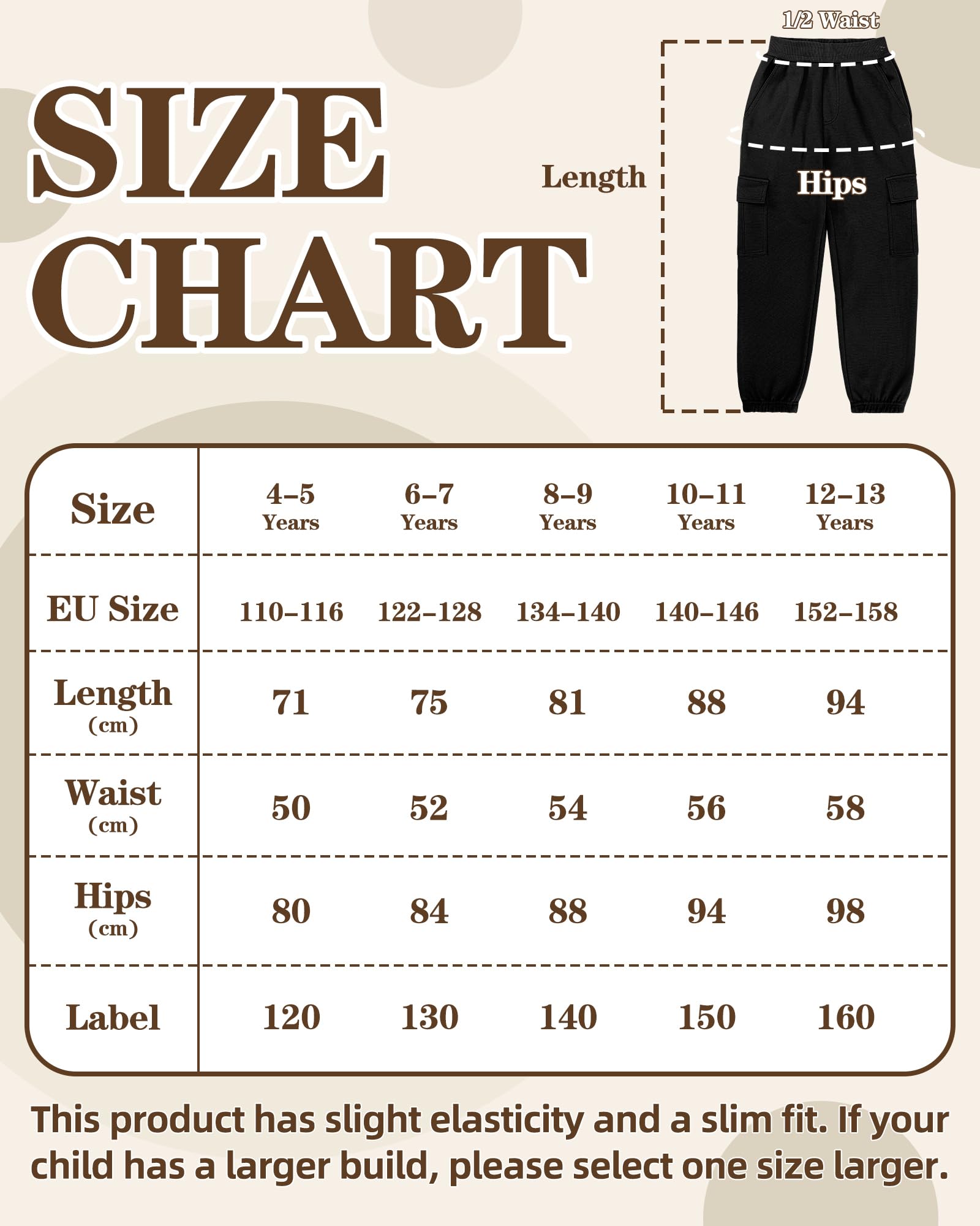 LACOFIA Pantalon Cargo pour Garçon Pantalon de Jogging à Taille Élastiquée pour Enfant 4-13 Ans
