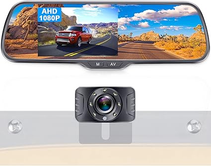 Amazon Co Jp バックカメラ バックモニター ミラー型バックカメラ バックカメラモニター 有線バックモニターセット 5インチバックモニター Ahd1080p画質 12v対応 ２系統入力可能 暗視機能 Diyガイドライン 正像 鏡像切替 ケーブル一本で配線終了 Ip69k防水 常時使用可能