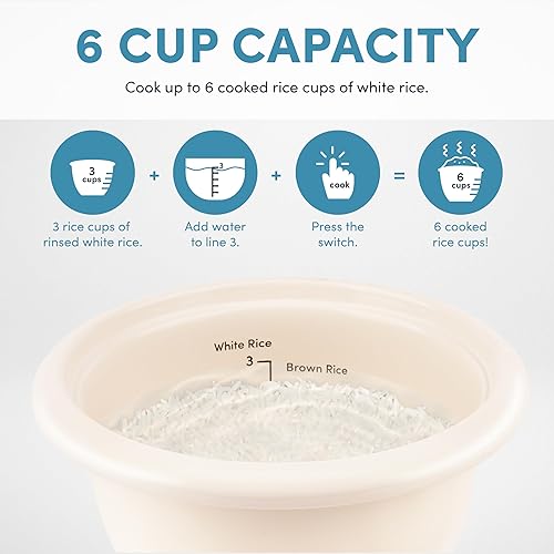 Miniatura 5 de AROMA CoreCoat - Olla arrocera estilo olla con control de un solo toque y revestimiento de cerámica antiadherente (6 tazas cocidas, 3 tazas sin