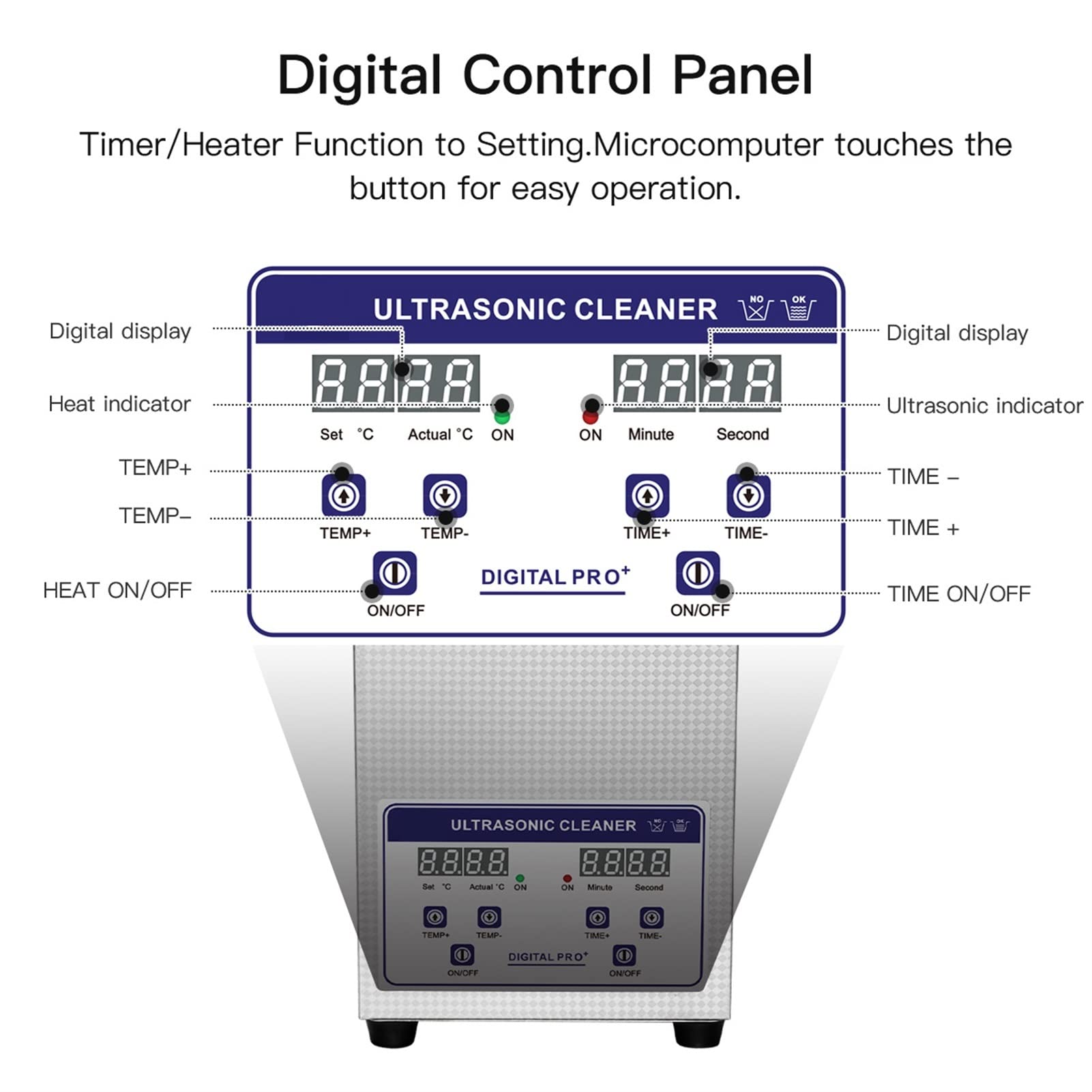 Dispositivo per la Pulizia ad ultrasuoni Pulitore ad ultrasuoni 2L 50W con Display Digitale Temporizzazione Riscaldamento 40kHz SUS 304 Cestello Serbatoio Strumento for la Pulizia del Bagno