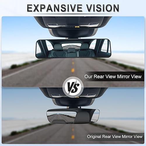 Miniatura 7 de LivTee Espejo retrovisor antirreflejo, universal de 11,3 pulgadas (287 mm), espejo retrovisor panorámico gran angular convexo, clip en el original