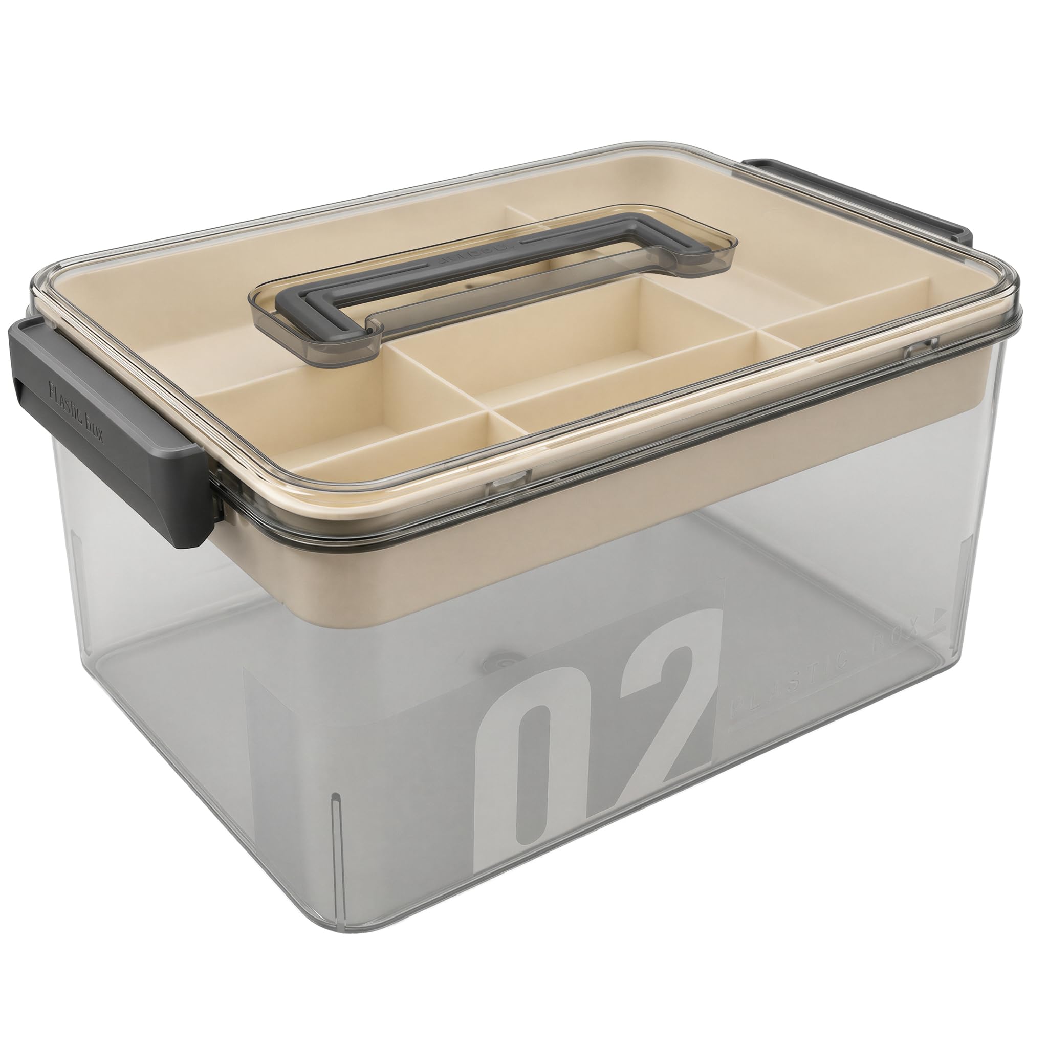 Otopone Storage Box with Compartments, Clear Craft Organiser with Lid