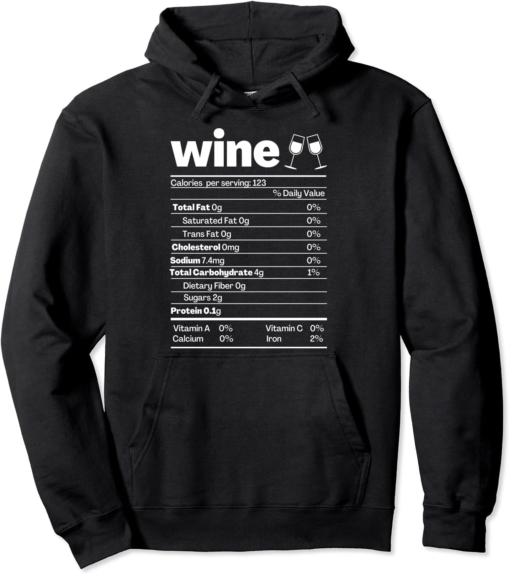Wine Nutrition Facts Shirt Funny Red Wine Nutritional Label Pullover Hoodie