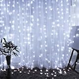 Curtain String Lights, 300 LED 9.8ft x 9.8ft 8 Lighting Modes Fairy Lights USB Powered, Waterproof Lights for Christmas Party Wedding Outdoor Indoor Wall Decorations (White)