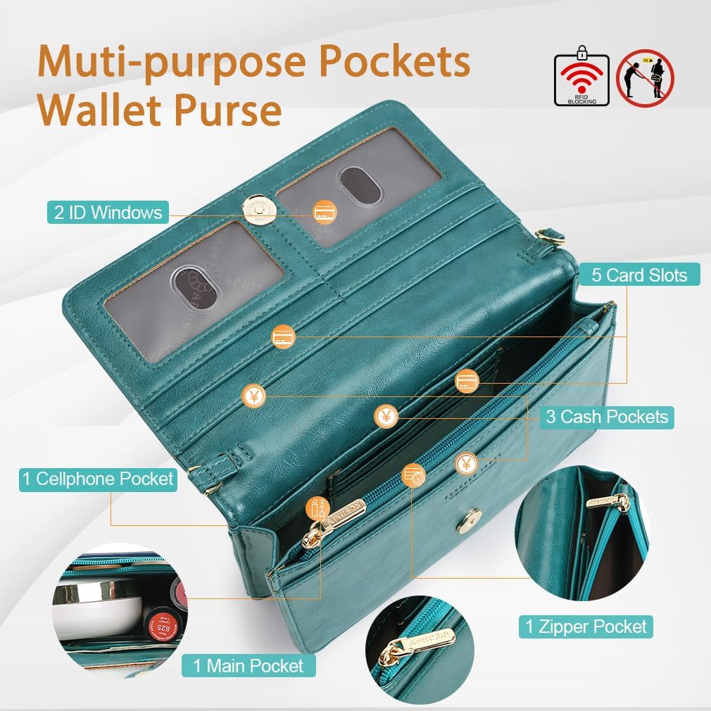 APHISON Crossbody Bags For Women,Wristlet Wallet Phone Purse Shoulder handbags Multi-Function Small RFID Clutch Card Holder - Image 3