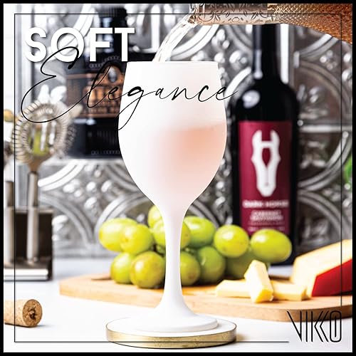 Miniatura 5 de Vikko Copas de vino blanco, copa de vino de 14 onzas, juego de 6 copas de vino con tallo blanco mate para vino tinto y blanco, copas de vino gruesas