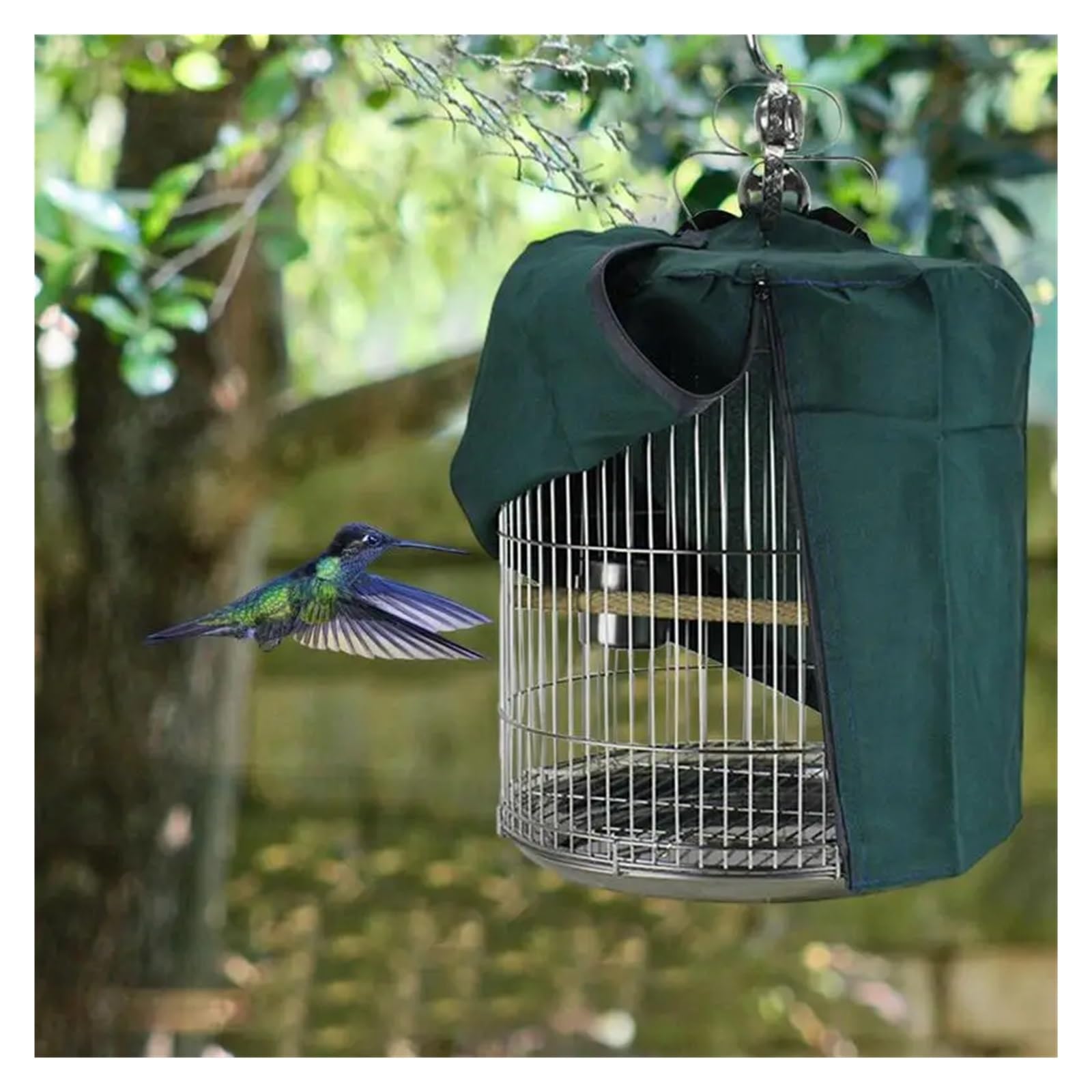 Copertura Gabbia Uccelli Copertura for gabbia for uccelli Parte superiore rotonda Accessori for gabbie for uccelli a prova di luce Scudo con cerniera Comodo posto for dormire for gabbia for uccelli