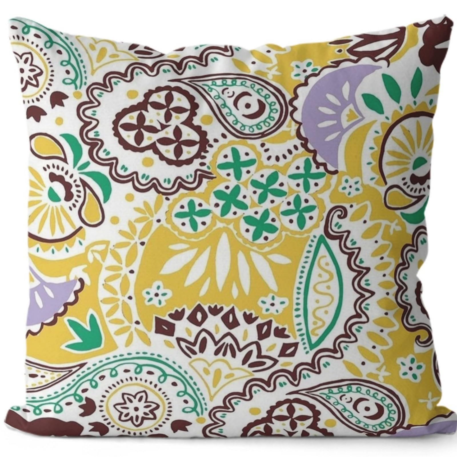 Cushion Covers 40cm x 40cm Yellow And Purple Pillowcase Invisible Zipper