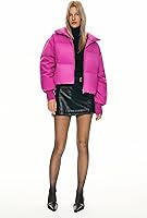 Vista 6 de Orolay - Chaqueta corta de invierno de gran tamaño para mujer, abrigo acolchado con cremallera corta