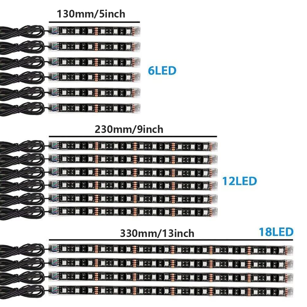 12V 5050SMD Lámpara de tira de neón LED para motocicleta, bajo luces brillantes con control remoto RGB, tira de luz decorativa universal para motocicleta