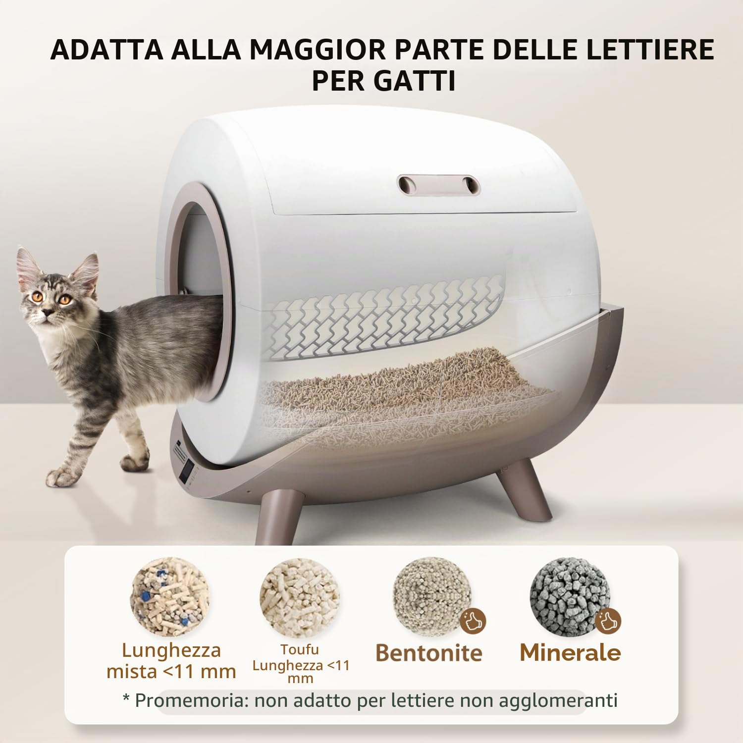 Nobleza - Lettiera Gatto Autopulente, Antiodore Lettiera Automatica Autopulente con App 80L, Cassetta Autopulente WiFi per Più Gatti, Sacchi Spazzatura Inclusi