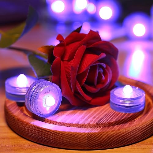 Miniatura 3 de HL Luz LED sumergible, luz LED pequeña púrpura, luces LED sin llama impermeables de 100 horas alimentadas por batería para decoración de boda,