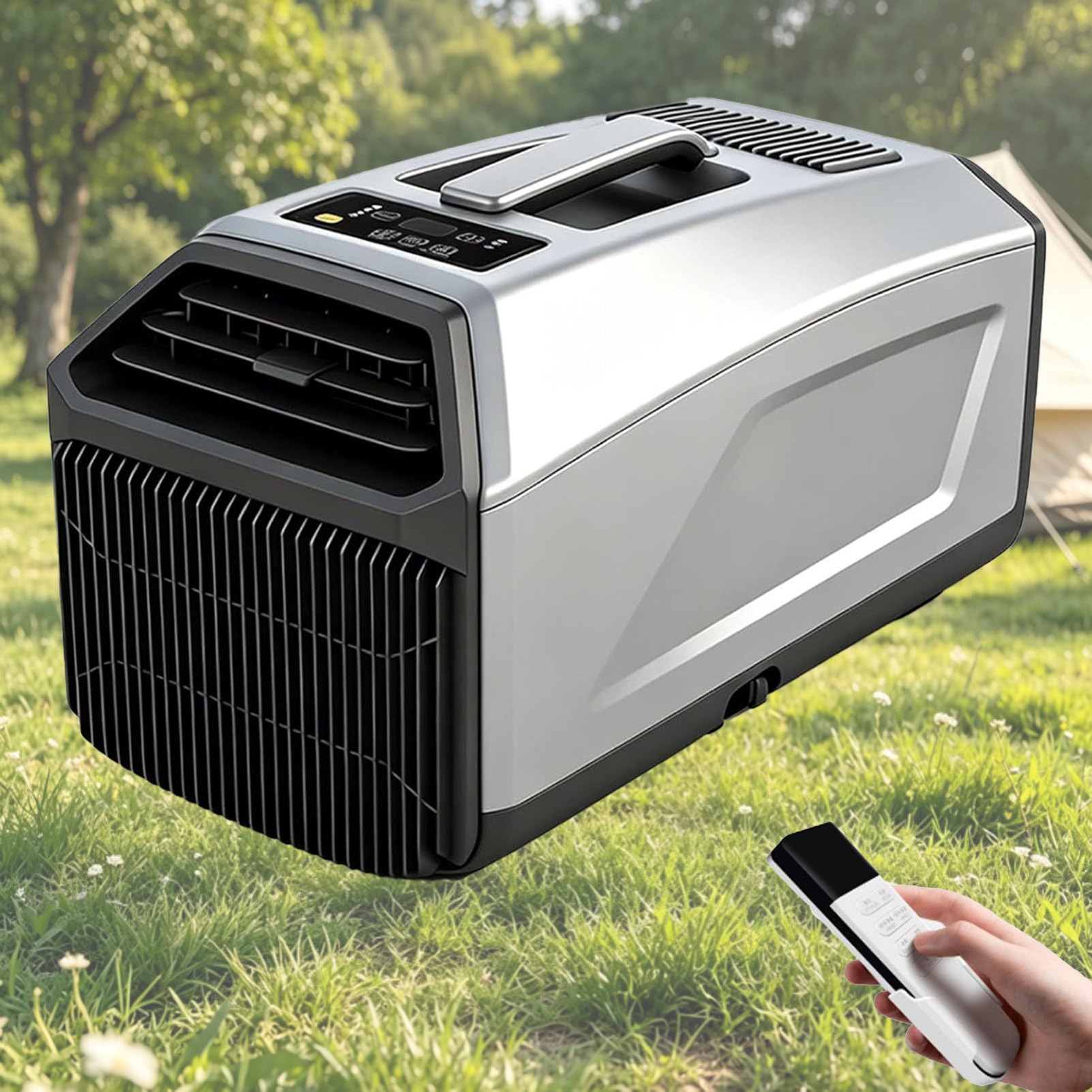 Pvxa Portable AC - 5100 BTU 24V / 4500 BTU 110V Dual Hose, 400W Quiet Camping AC Unit, Cools up to 86 sq ft, with Timer, for Off-Grid Living, Van Life, RV Grey-1300W