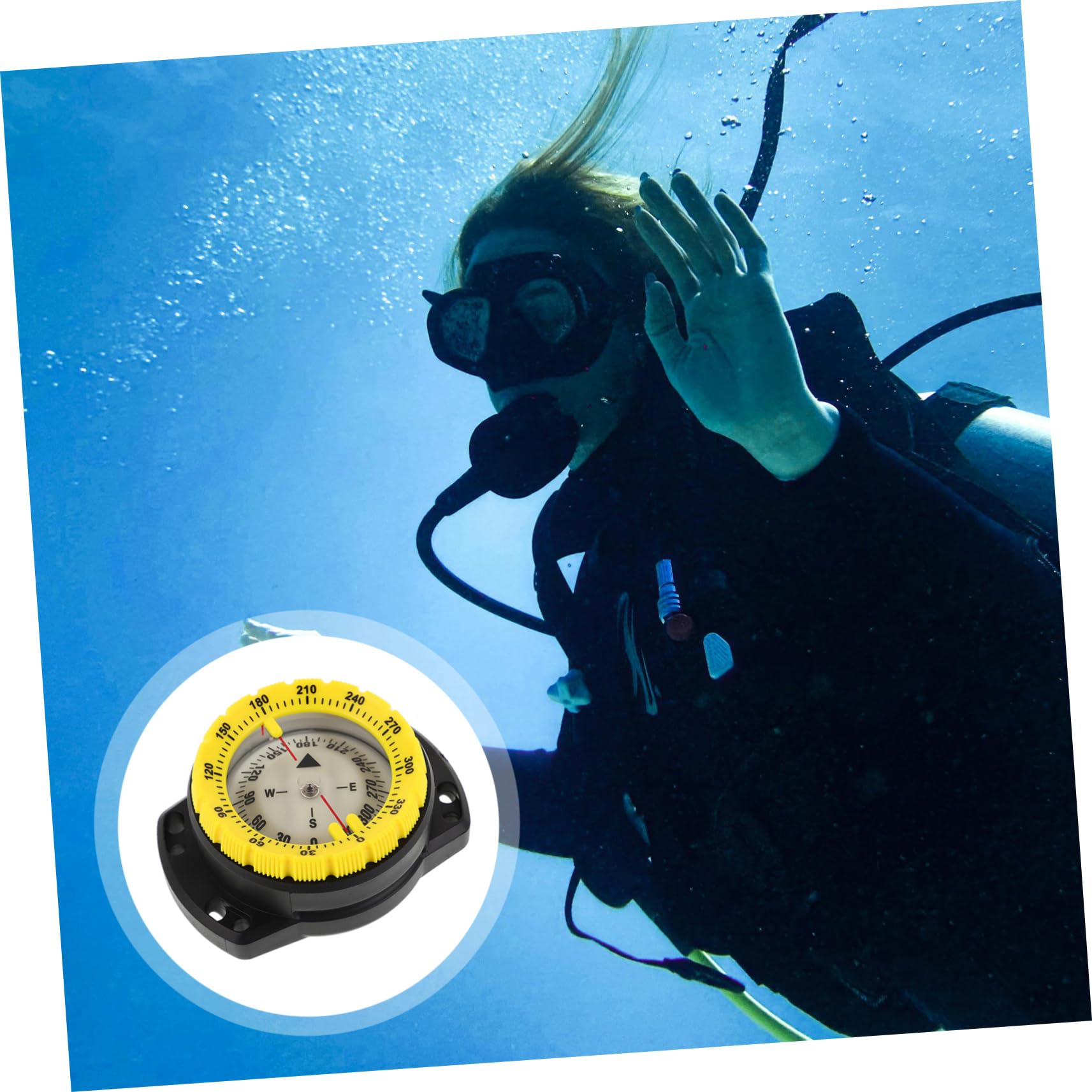 Happyyami Bussola Subacquea con Sensibilità Magnetica Bussola Compatta per Escursionismo per Kayak Accessori per Immersioni Subacquee