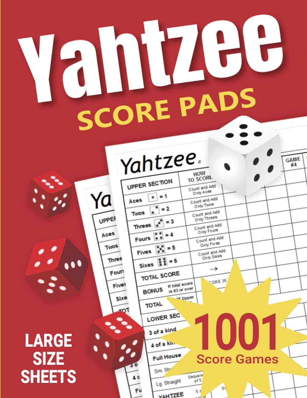 Buy Yahtzee Score Pads 1001 Large Size Yahtzee Score Sheets Games (The