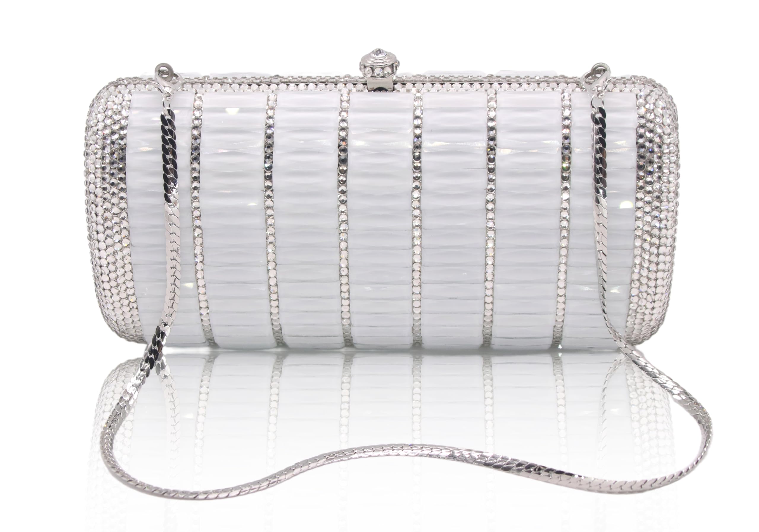 Crystal Evening Clutch Bag Solid Rhinestone Wedding Party Purse Women Diamond Cocktail Round Stone Handbag