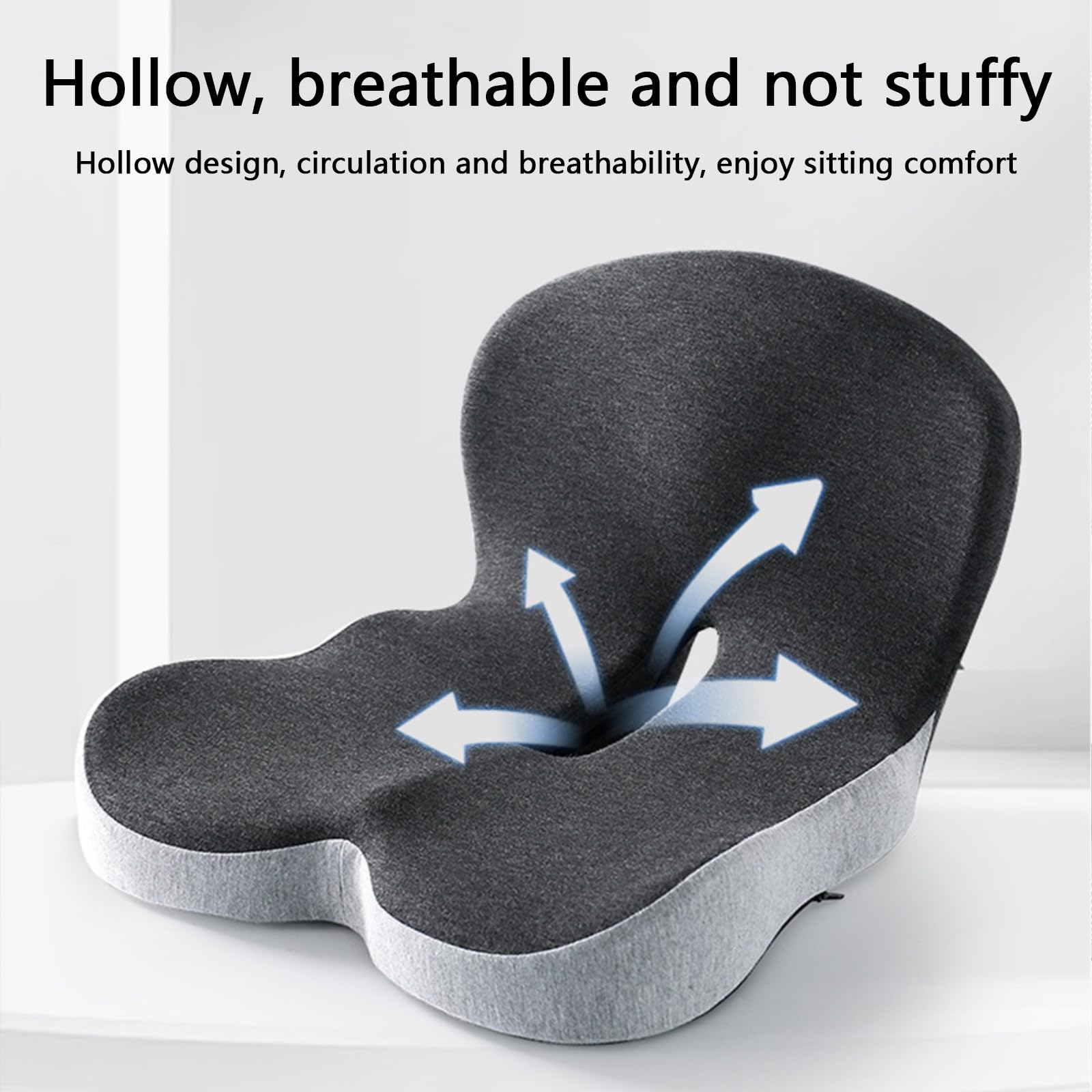 Cojin Antiescaras, Cojin Viscoelastico, Cojin Silla Oficina, Cojín de Asiento de Espuma viscoelástica, Cojin Coxis Ortopedico Antiestrés Eficaz, Favorece la Circulación Sanguínea (Negro)