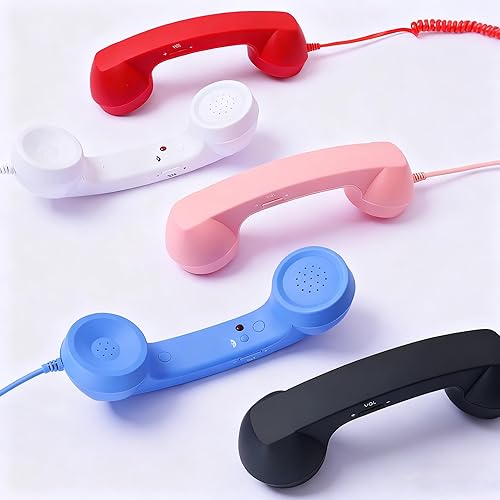 Miniatura 4 de Teléfono retro para iPhone y Android, receptor de teléfono para teléfono celular, teléfono retro conectar al teléfono celular (amarillo)