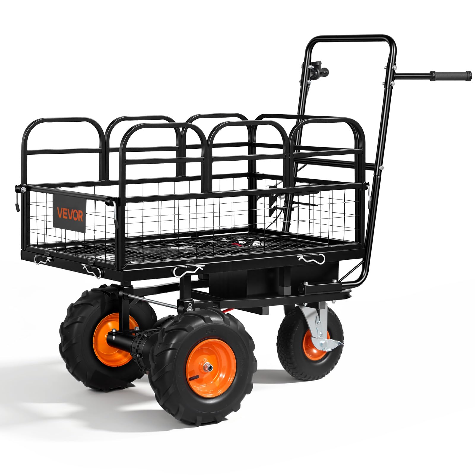 VEVOR Carrello Elettrico da Giardino, Carriola a Batteria da 36 V 432 Wh, 500 W con Freno, in Acciaio Portata 226 kg, con Pianale di Carico Modulare Multiuso, per Fattoria e Cortile Trasporto Oggetti