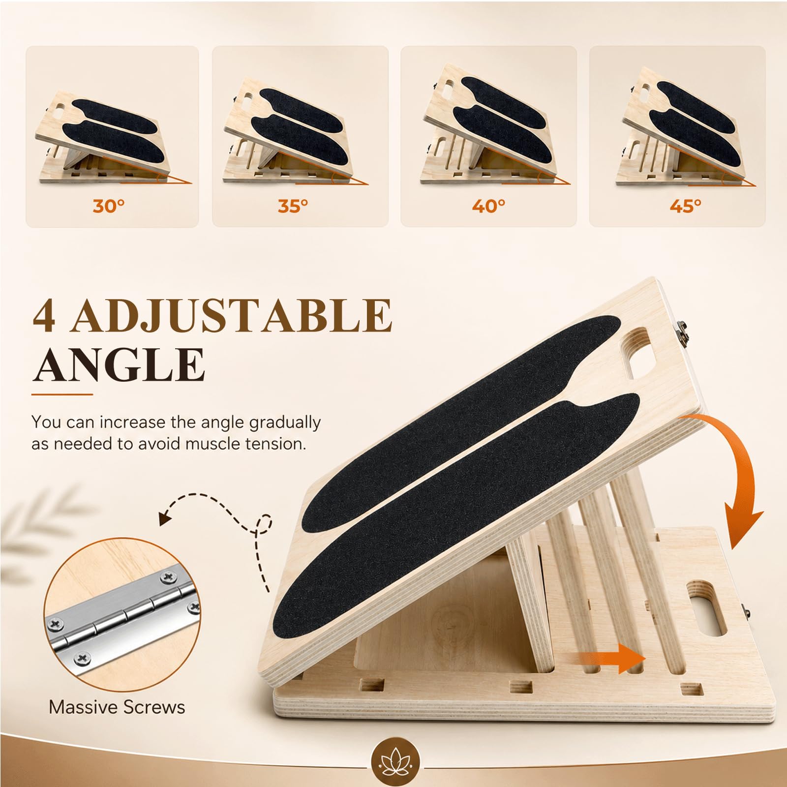 3 in 1 Tavola inclinata in legno,Balance Board con maniglia | Balance Board in Legno, Tavola Propriocettiva, con 4 angoli di inclinazione, per Allungare i Muscoli delle Gambe