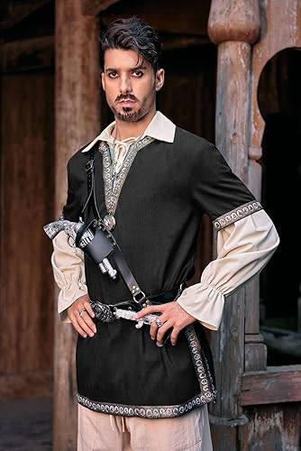 Miniatura 4 de Túnica medieval de caballero renacentista para hombre, disfraz de mercenario escocés, guerrero, LARP, tops de Halloween