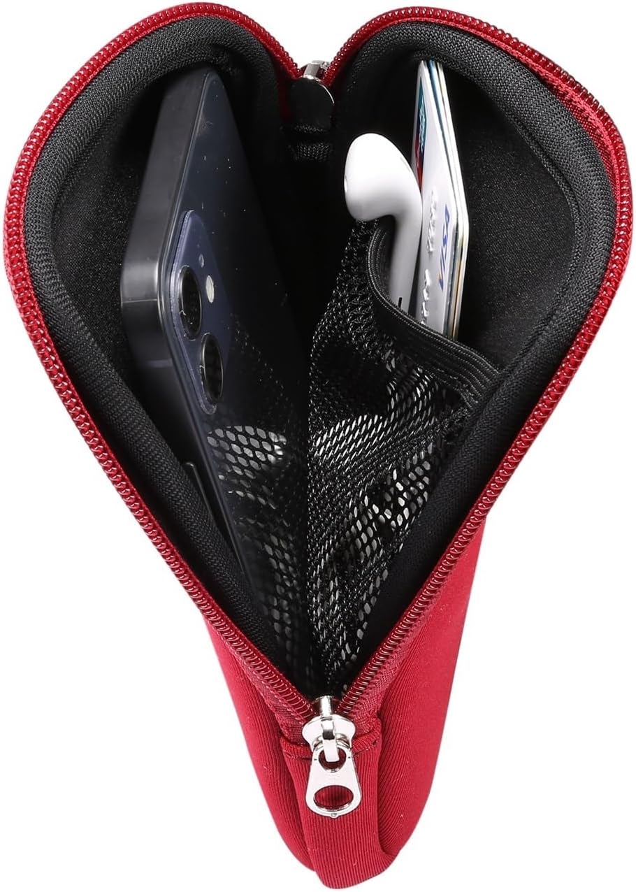 Compatible with iPhone 16 15 14 13 12 Pro Max,Compatible with Samsung S24 S23 S22 S21 Ultra W Neck Strap 6.9 inch Neoprene Phone Sleeve,Universal Pouch Pouch Sleeve Neck Bag with Zipper (Red)