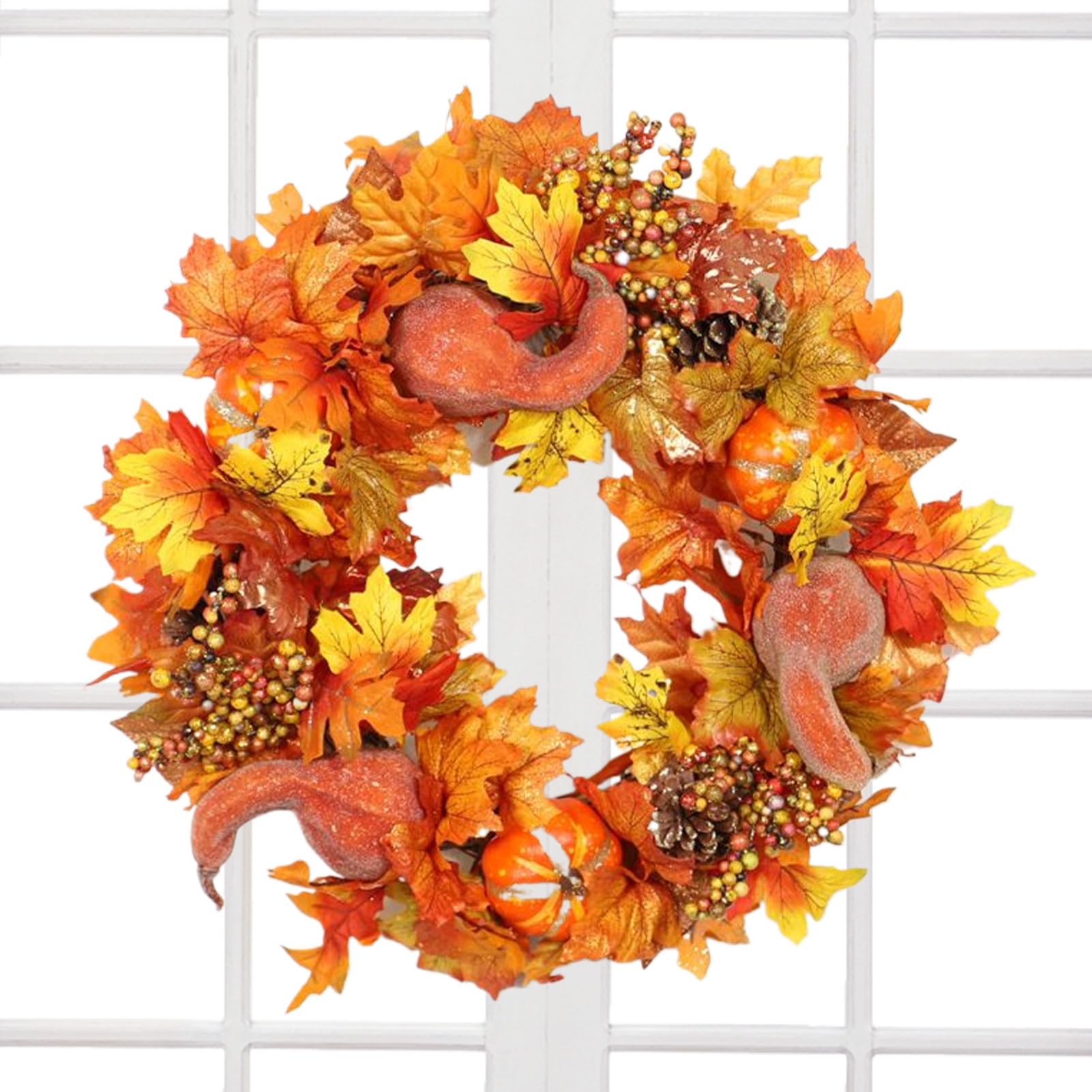 Couronne de porte d'automne artificielle de 50 cm pour la déco de maison