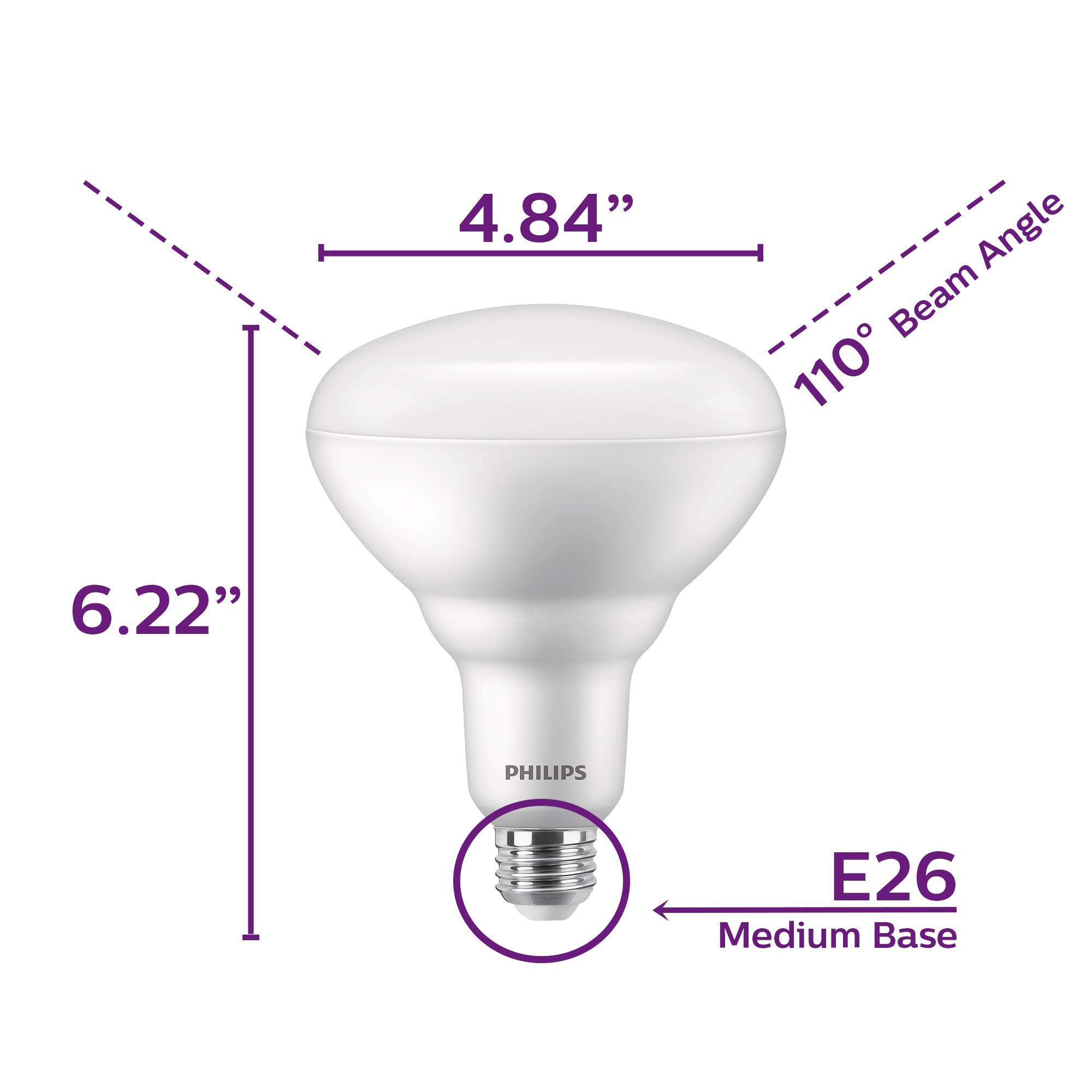 Philips LED FlickerFree High Lumen Dimmable BR40 Light Bulb
