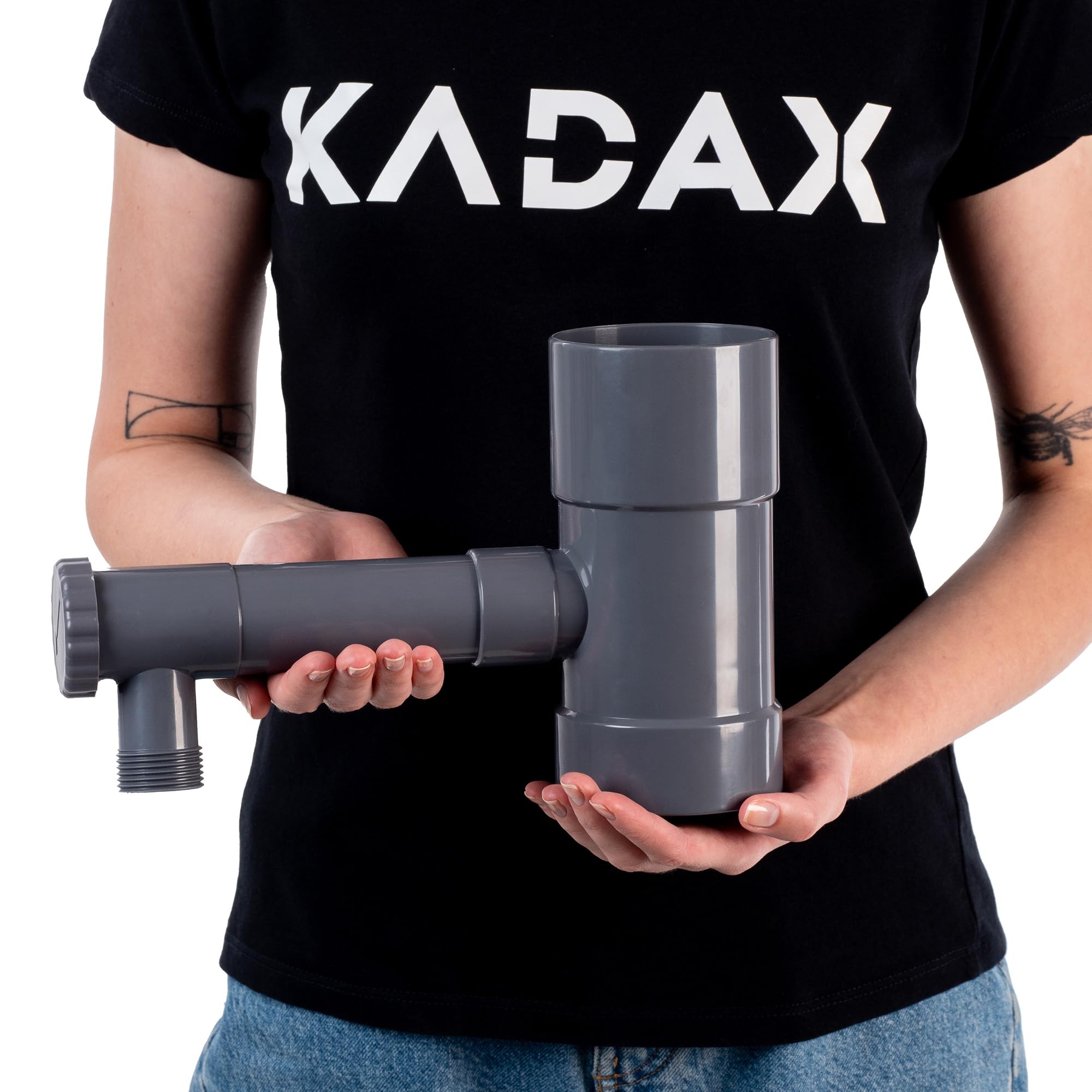 KADAX Collecteur d'eau de pluie 80 mm pour tuyau de descente, avec valve intégrée, gris