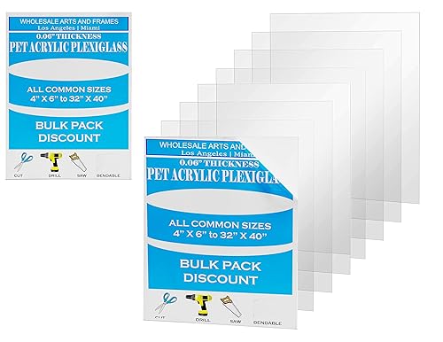 Paquete de 10 plexiglás transparente de 0.06 pulgadas de 11 x 14 pulgadas, panel acrílico transparente. Alternativa de calidad para vidrio, Lucite,