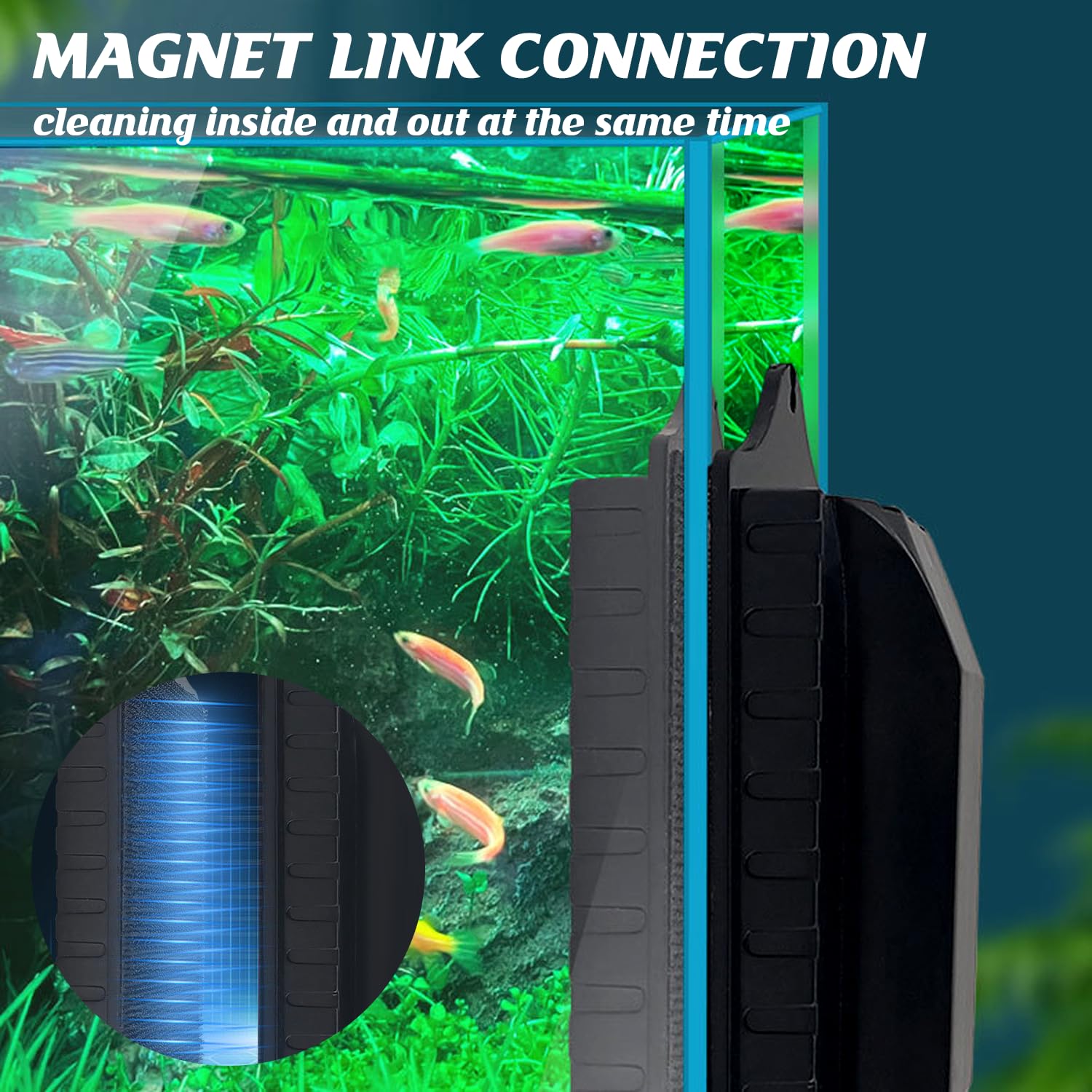 Brosse Magnétique Puissante pour Vitres D'aquarium,Aimant Nettoyage Vitre Aquarium,Accessoires pour Le Nettoyage des Aquariums,pour Verre Jusqu'à 10 mm D'épaisseur