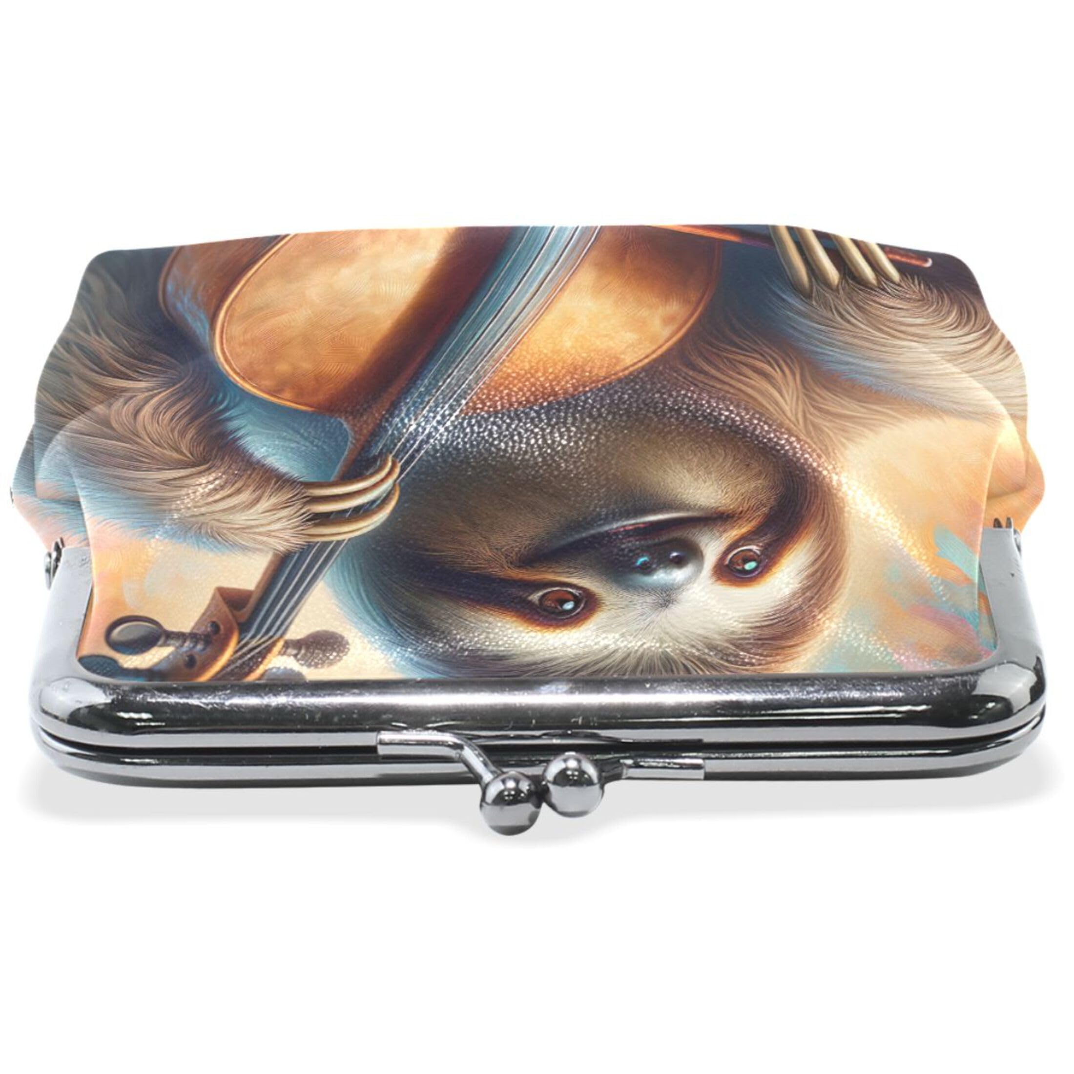 Cute Sloth Cello Cute Coin Purse for Women Leather Kiss Lock Buckle Change Holder Card Pouch