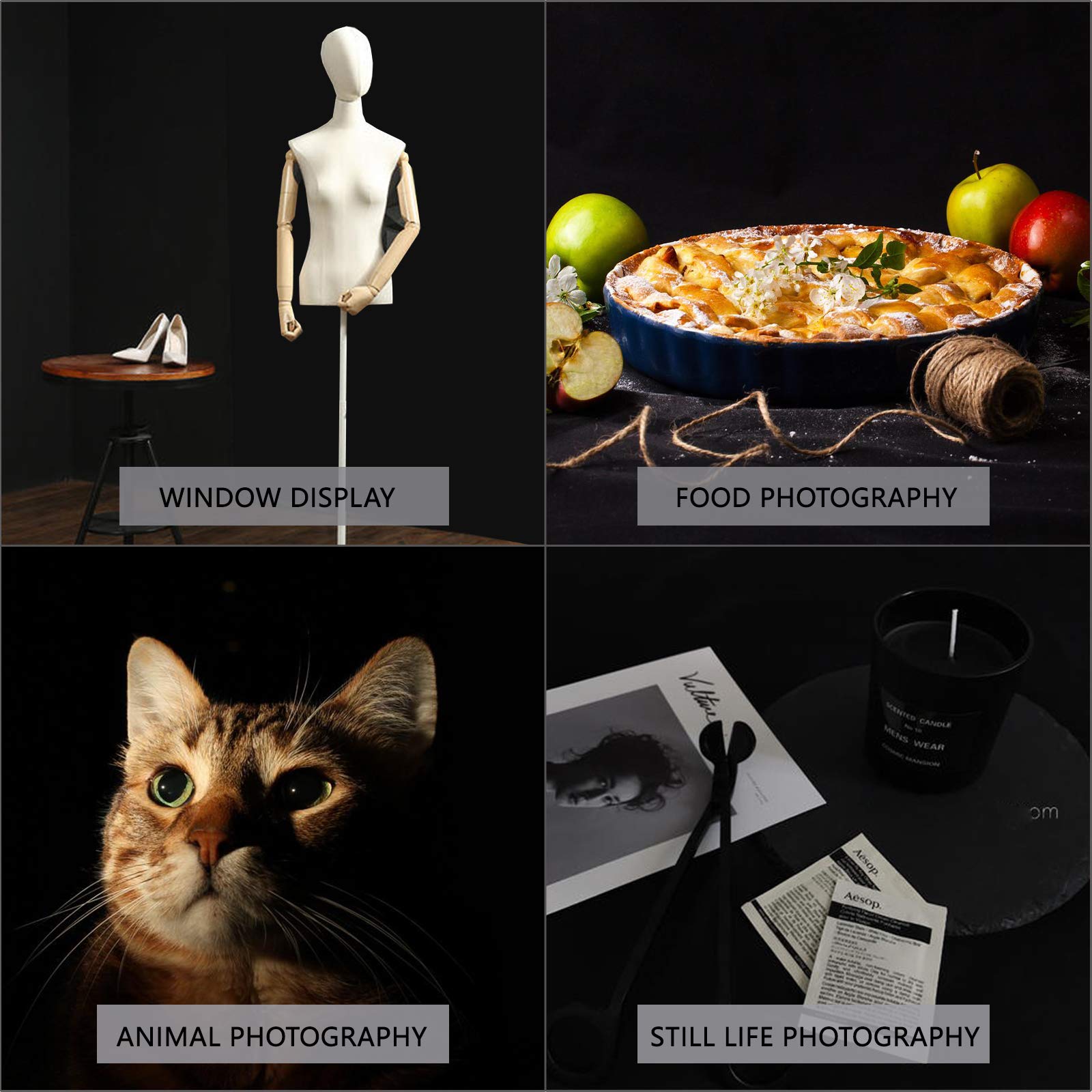 Fotohintergrund, 3 x 6 m, schwarzer Bildschirm, 100% Baumwoll-Musselin, maschinenwaschbar, faltbar, für Studio-Produkt-Porträtaufnahmen, Live-Streaming, Zoom-Meeting Besuche den BOLLUMA-Store