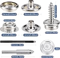 Vista 3 de Meifuly - Kit de 323 piezas de lienzo a presión, acero inoxidable de grado marino (tapas, enchufes, tornillos, componentes de la base de tela)