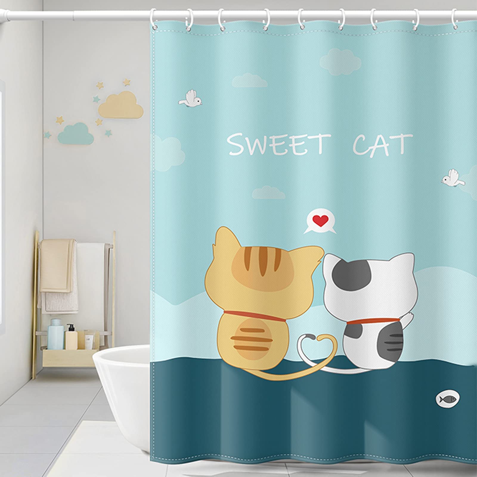 Rideau de douche de séparation baignoire imperméable style européen avec crochet