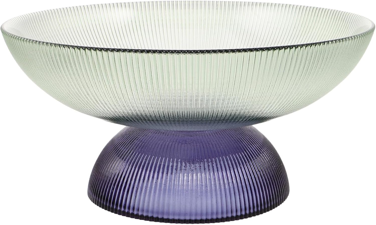 SECFOU Glass Fruit Bowl Decorative round Fruit Serving Dish with Brass Gold Trim Pedestal for Living Room and Dining Table Use