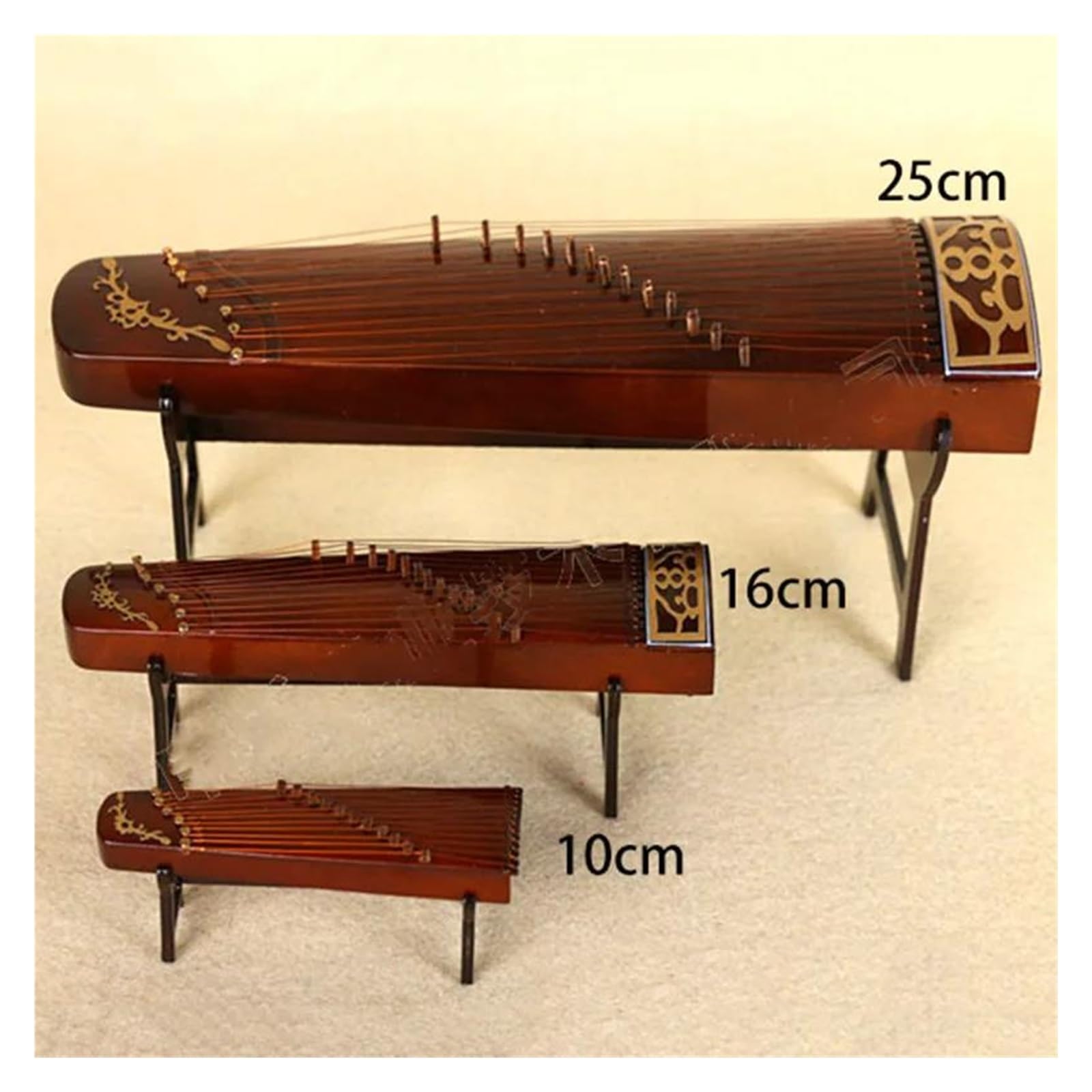 Miniaturowy Model Guzheng Ze Stojakiem I Etui Mini Cytra Mini Instrumenty Muzyczne Ozdoby Chińskie Tradycyjne Dekoracji instrument mini (Size : 16cm)