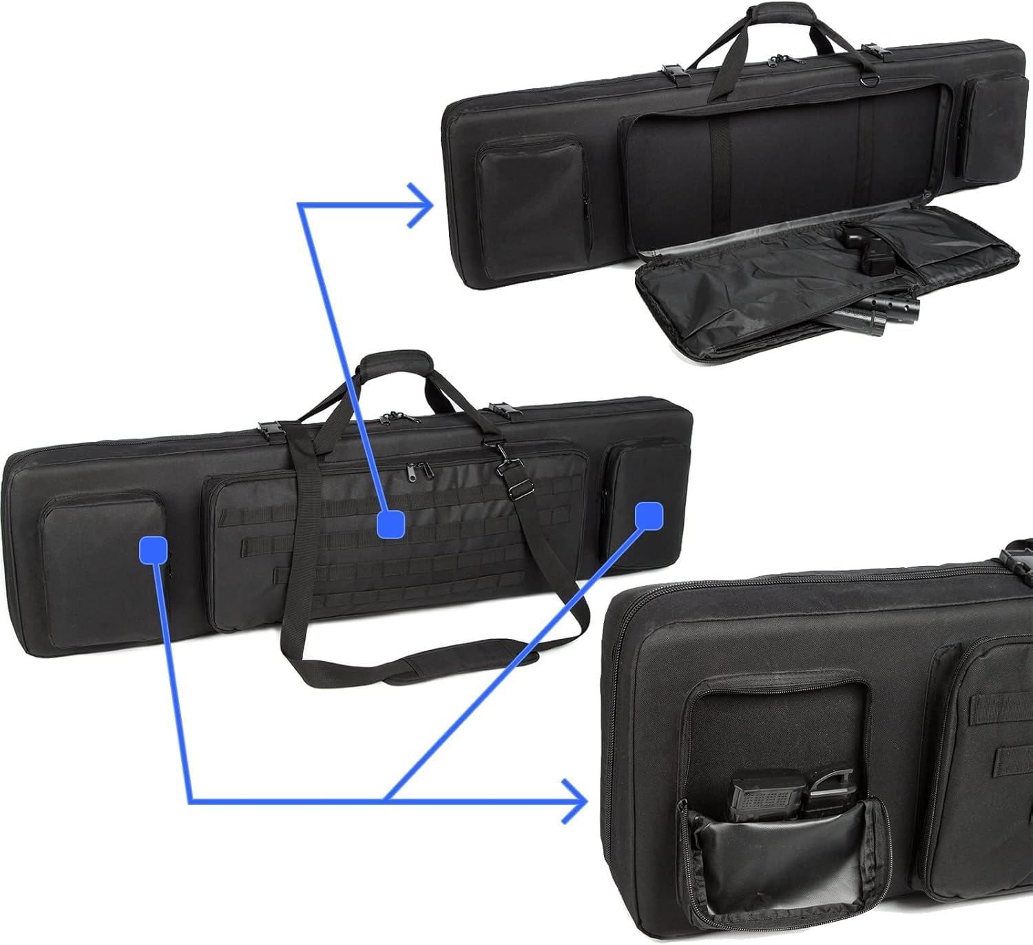 Snapklik.com : Double Rifle Case Soft Bag Long Tactical Rifle Backpack ...