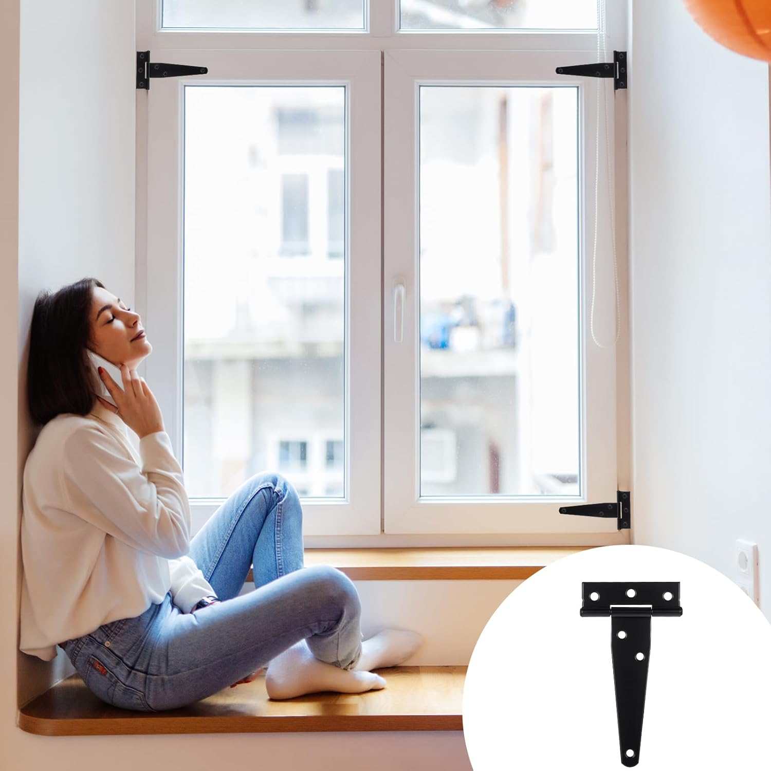 4 Inch Heavy Duty T Hinge Tee Hinge T-Strap Shed Door Hinges 2 Pcs Black Barn Door Gate Hinges with Screws T Strap Tee Hing for Wooden Fences Yard Patio Gate Wrought Hardware