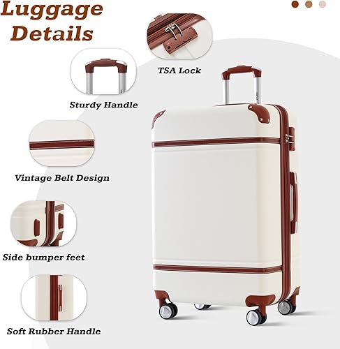Miniatura 3 de Merax Equipaje rígido de 1 pieza, maleta rígida expandible, equipaje giratorio con bloqueo TSA ligero, Blanco-2